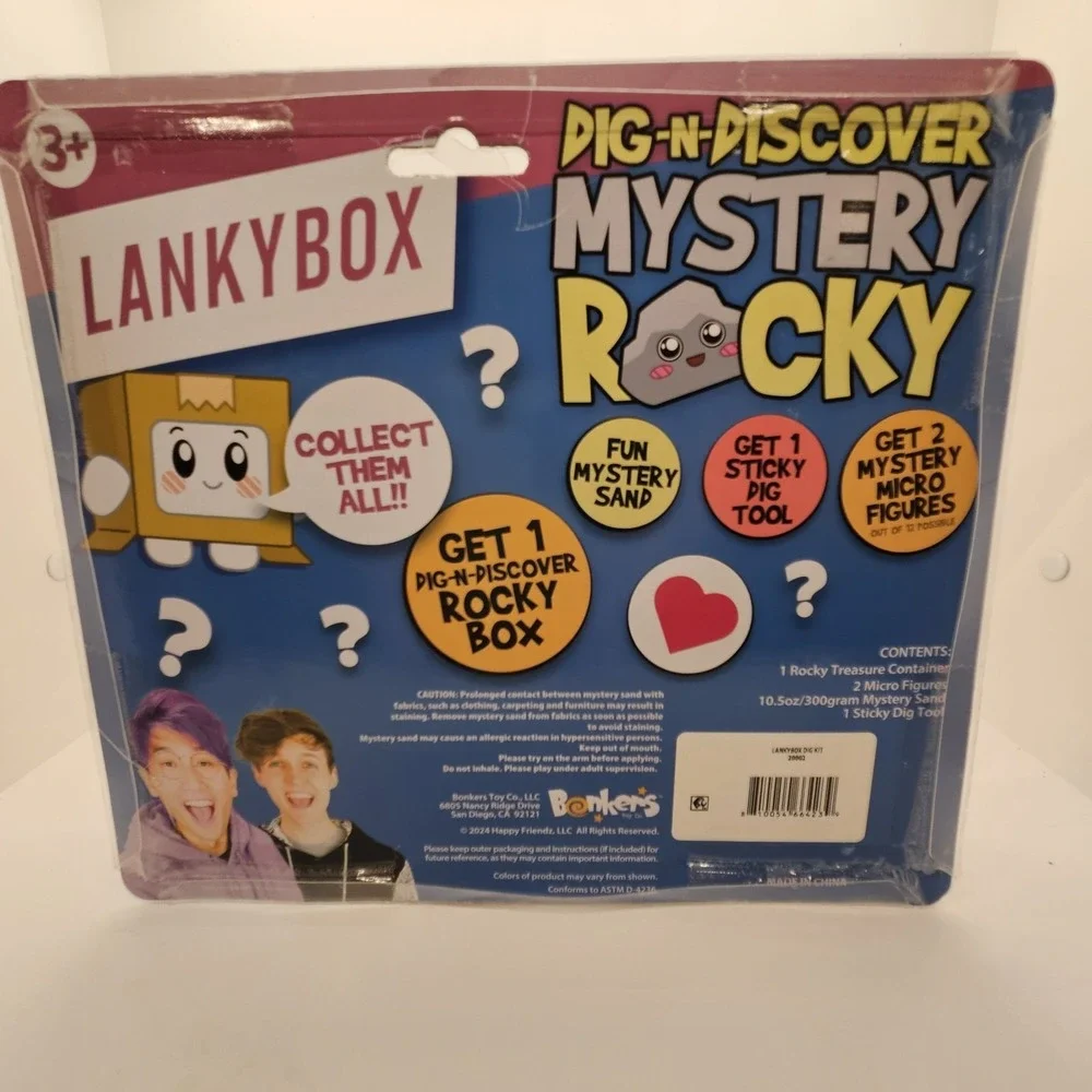 LankyBox Dig-N-Discover Mystery Rocky Toy Set w/ Sticky Dig Tool &‎ Figures NIB